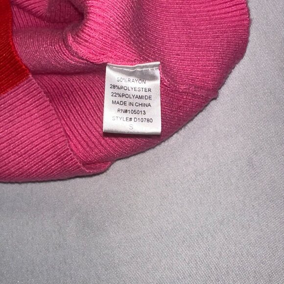 Share Andree by Unit Pink and Red Color Block Dress Bodycon Ribbed Size Small - Picture 9 of 10